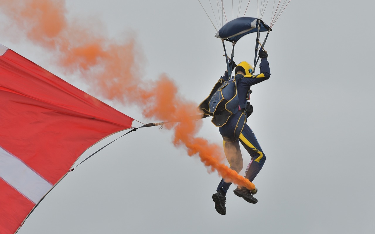 smoke parachute danish flag free photo
