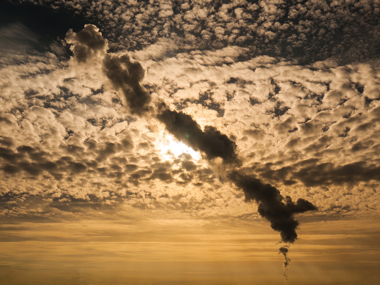 smoke plume sky clouds free photo