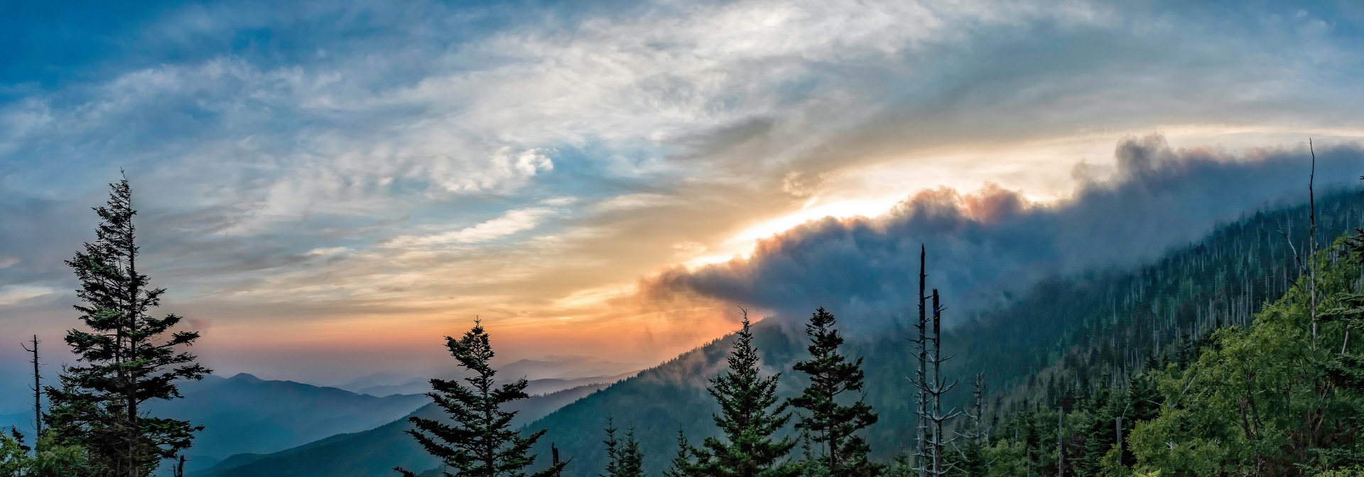 great smoky mountains sunset dusk free photo