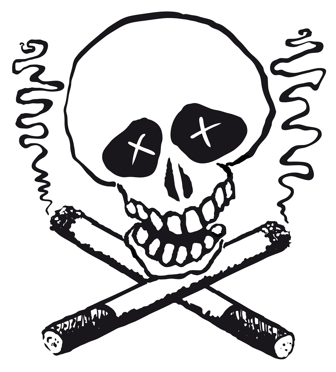 smoking death skull and crossbones free photo