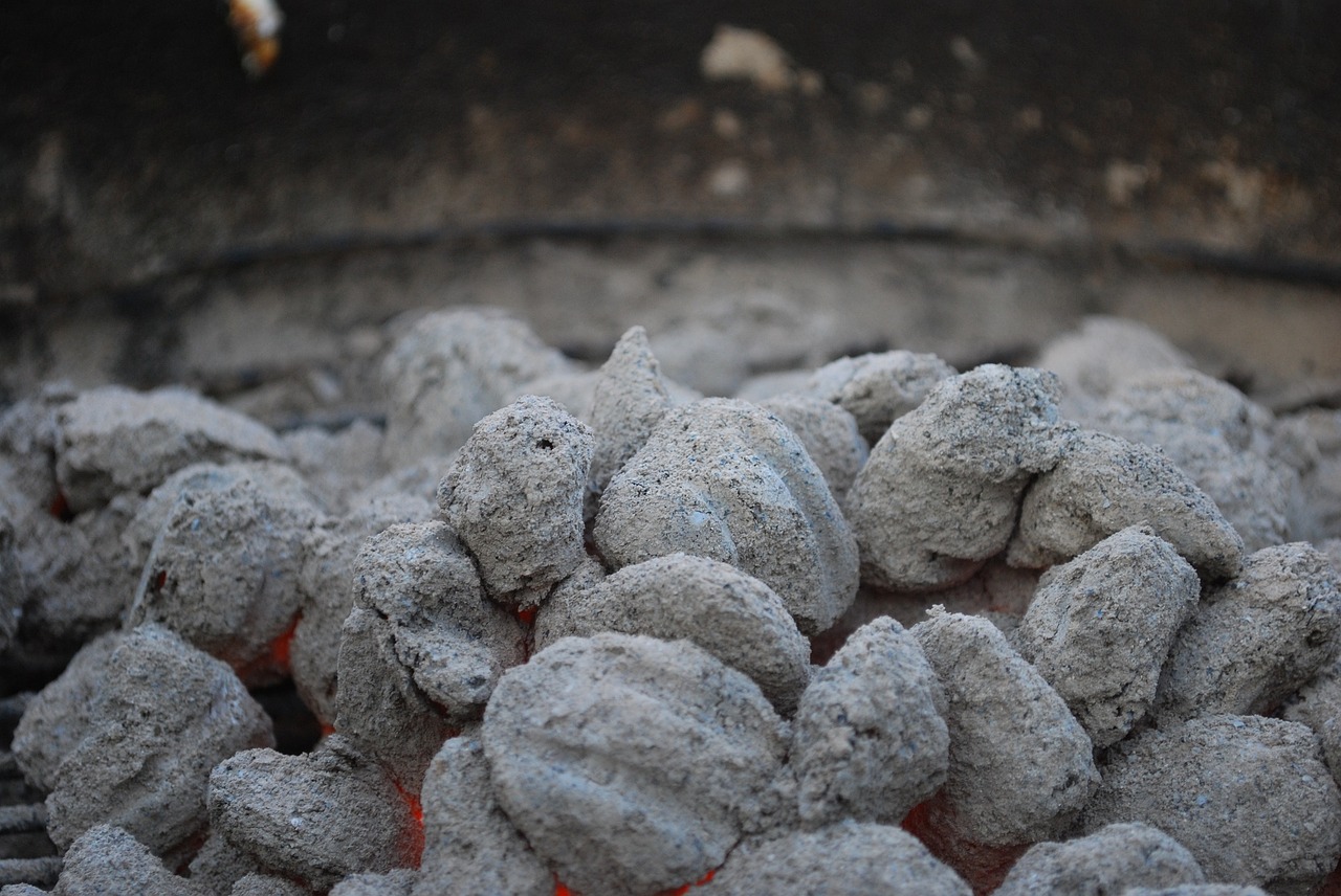 smoldering charcoal briquettes barbecue free photo