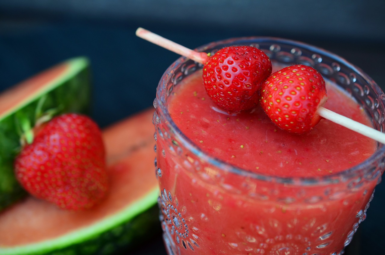 smoothie watermelon strawberries free photo