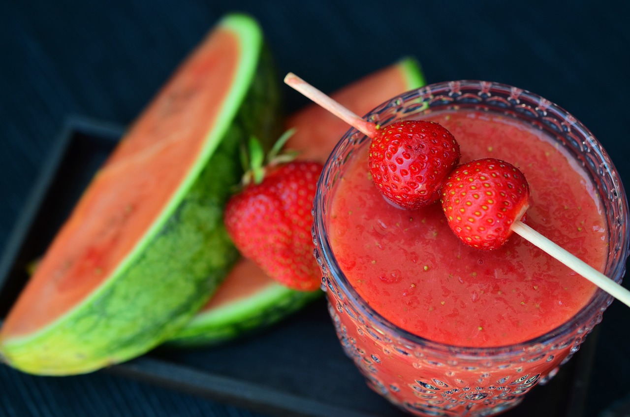 smoothie strawberries watermelon free photo