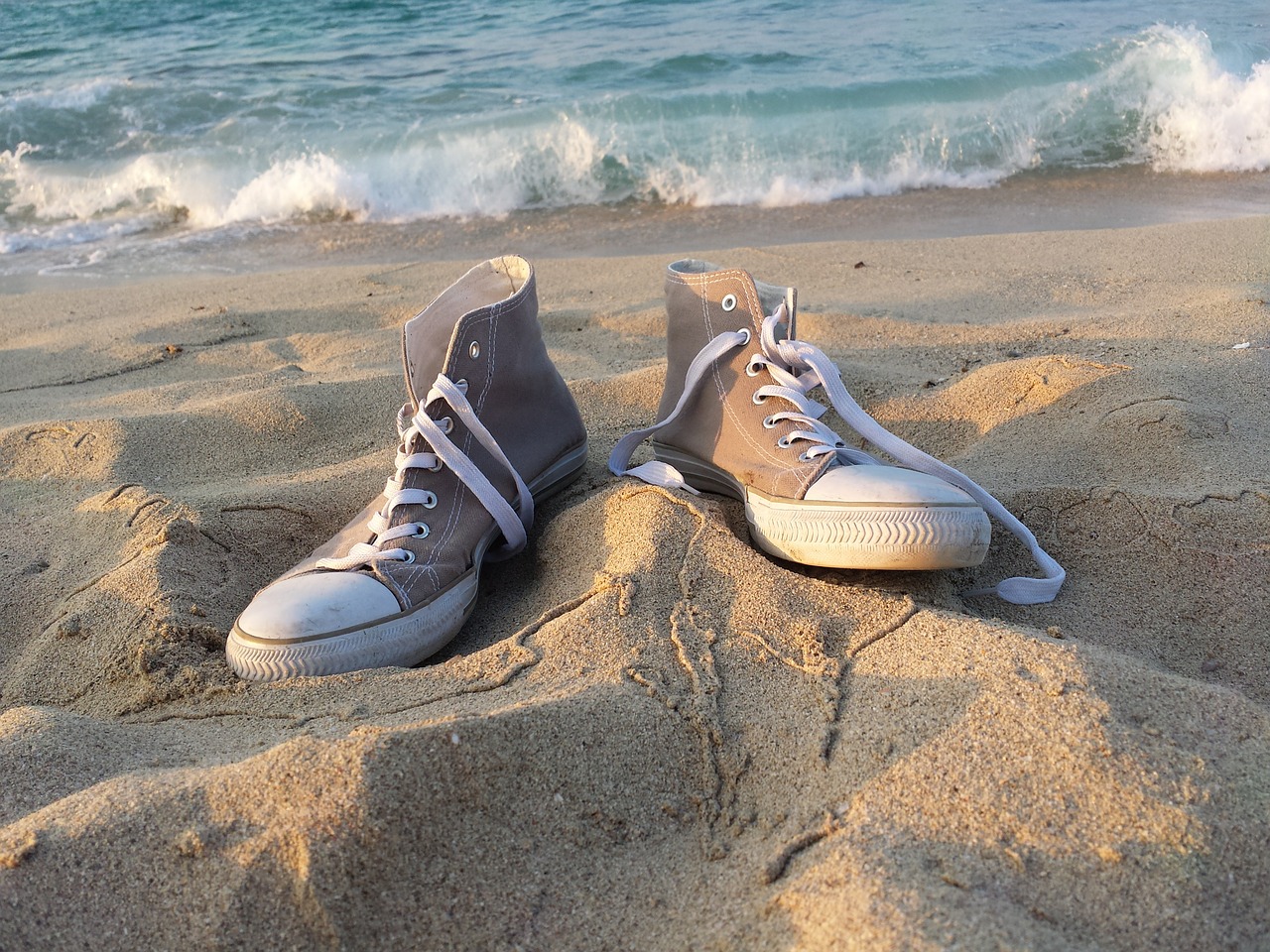 sneakers beach sea free photo