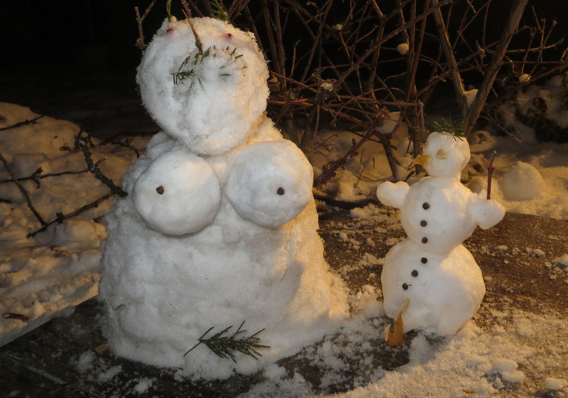 snowman winter snowman and snowwoman free photo