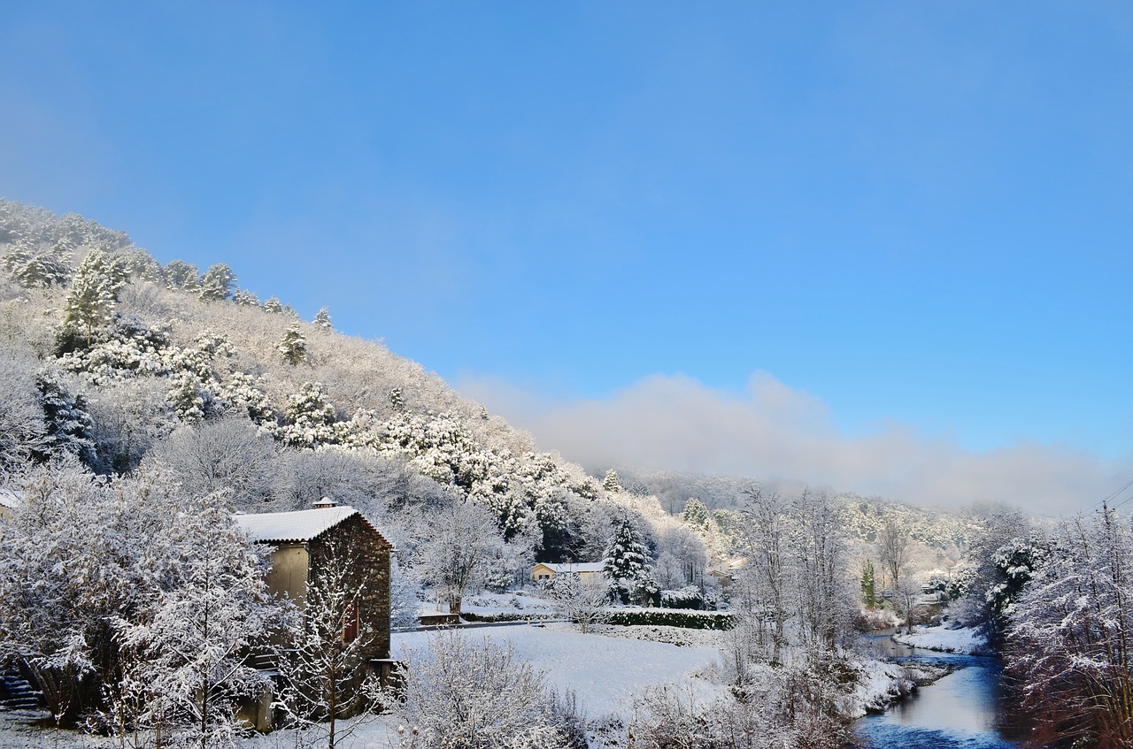 snow river winter free photo