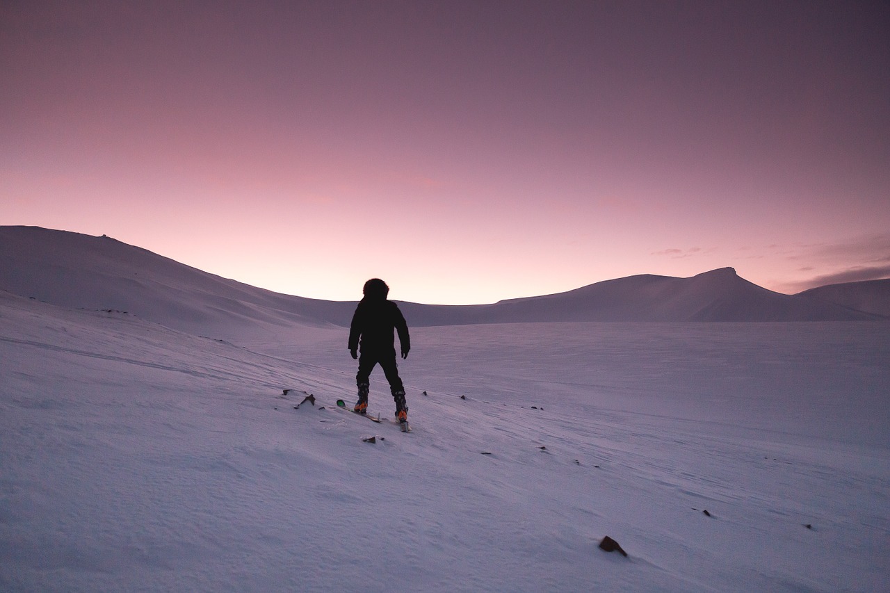 snow sunset hiking free photo