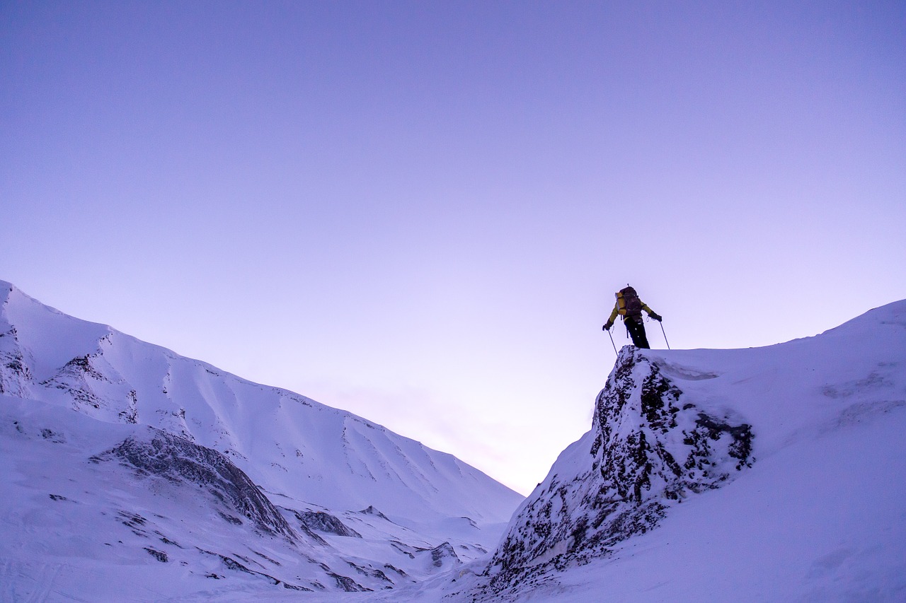 snow sunset hiking free photo