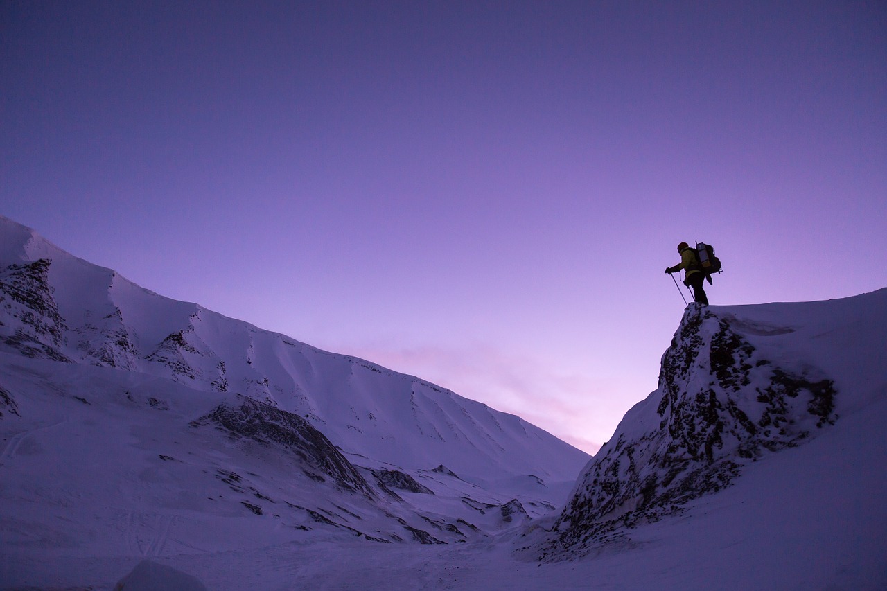 snow sunset hiking free photo