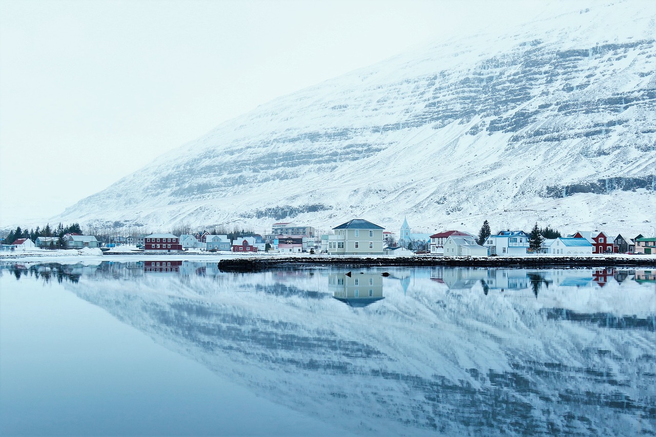 snow ice reflections free photo