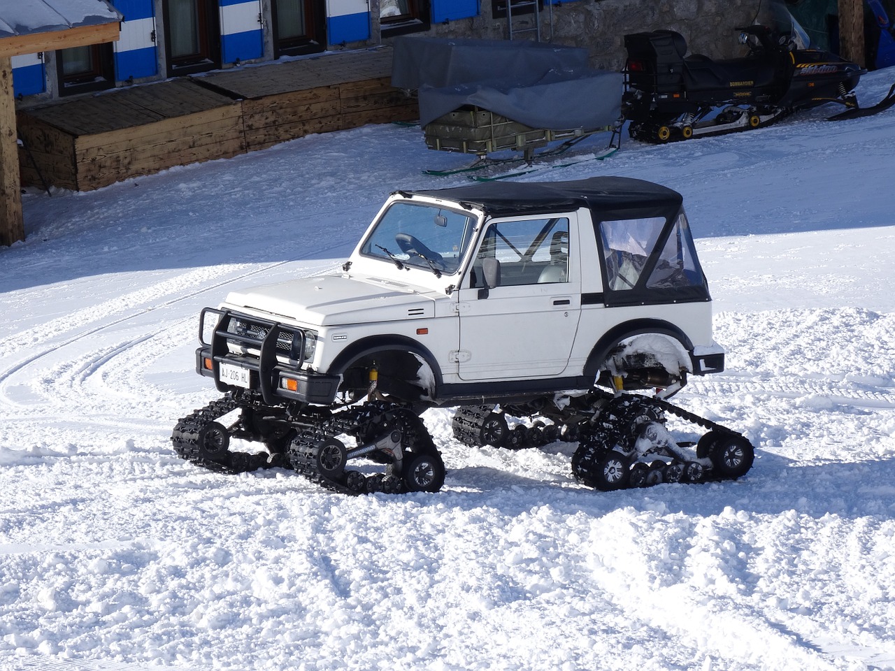 adapted vehicle snow caterpillars cold free photo