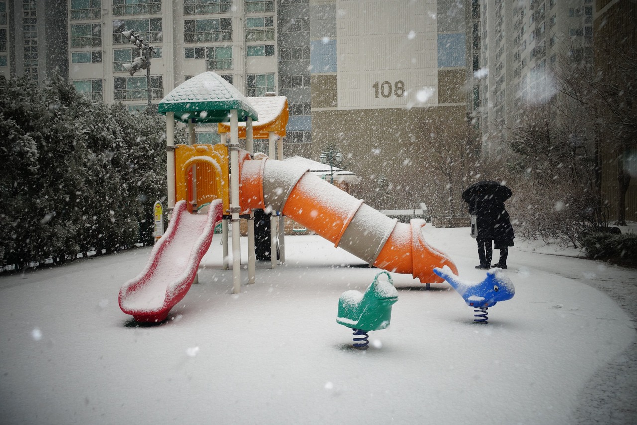 snow playground winter free photo