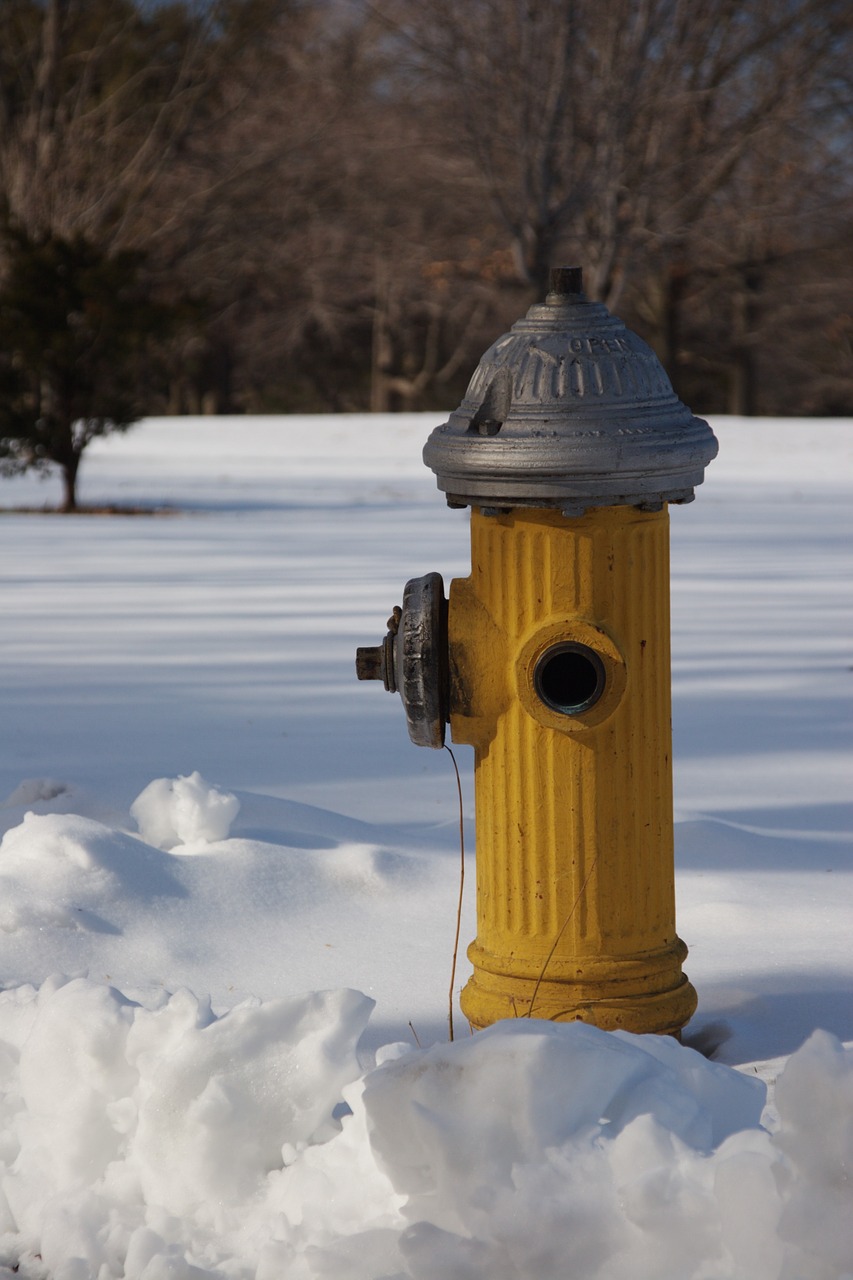 snow hydrant yellow free photo