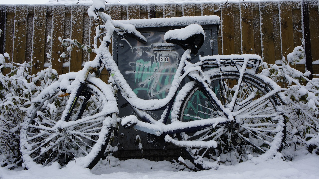 snow bicycle winter free photo