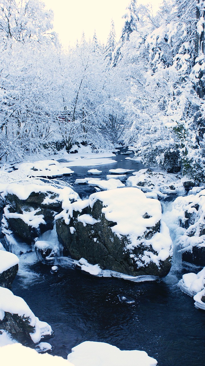 snow rocks lake free photo