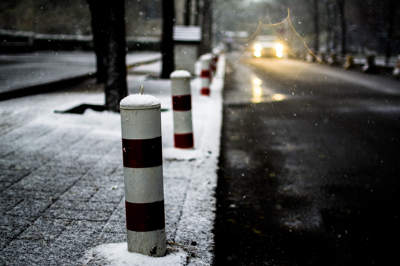 snow sidewalk automotive free photo