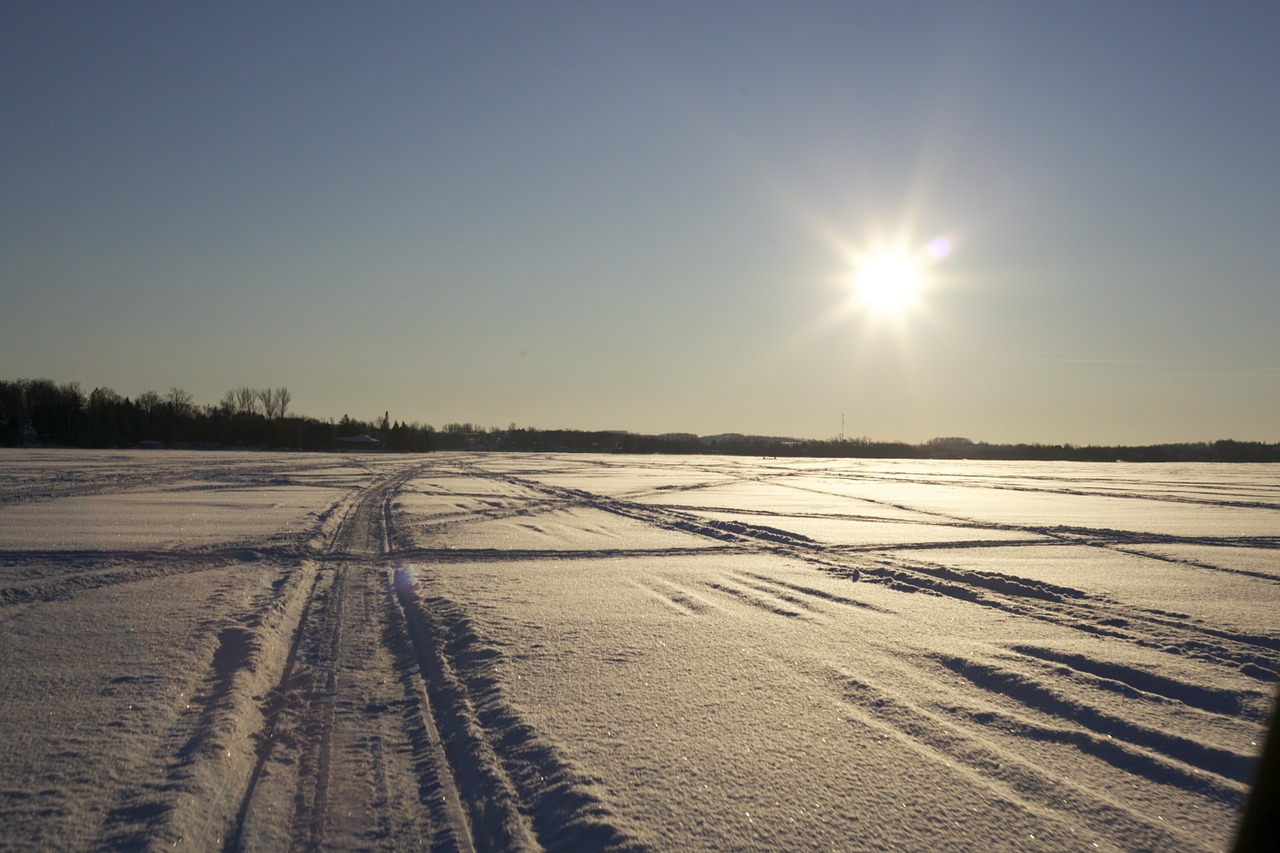 snow tracks sun free photo