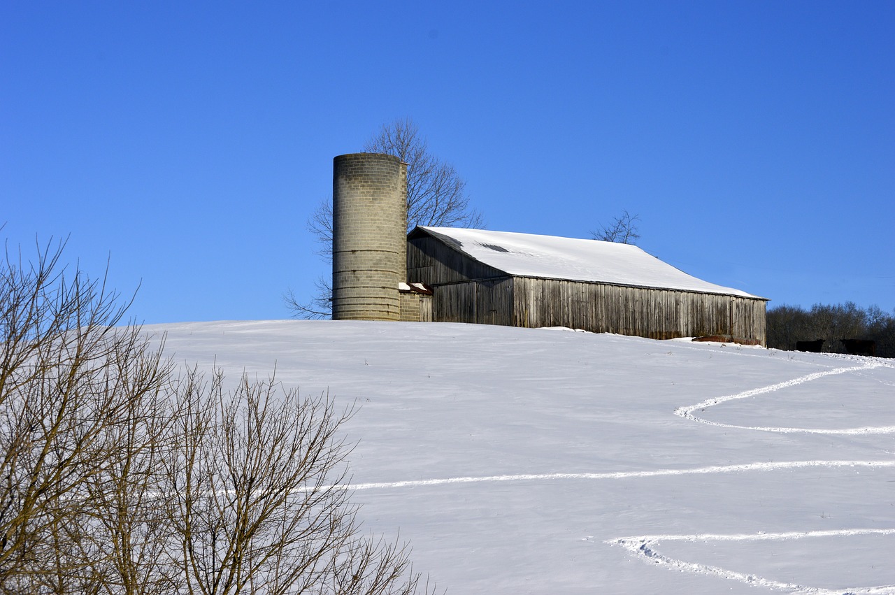 snow silo farm free photo