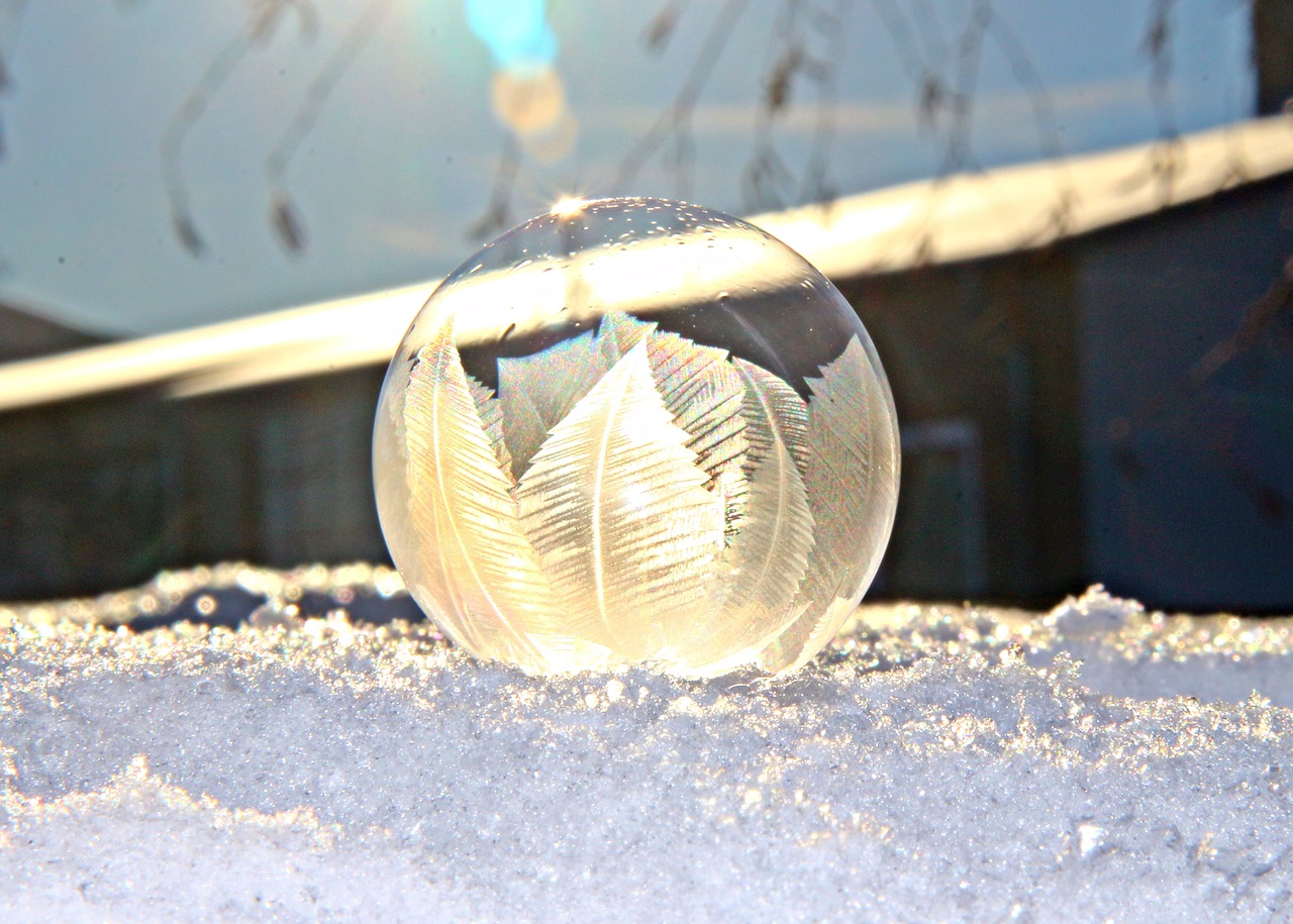snow soap bubble frozen ice crystals free photo