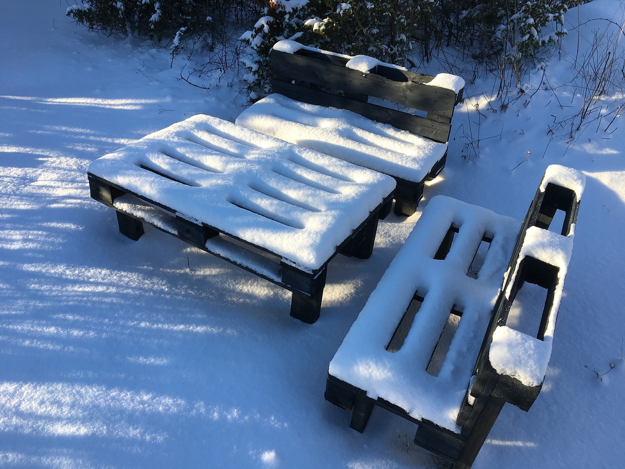 snow outdoor furniture shadow free photo