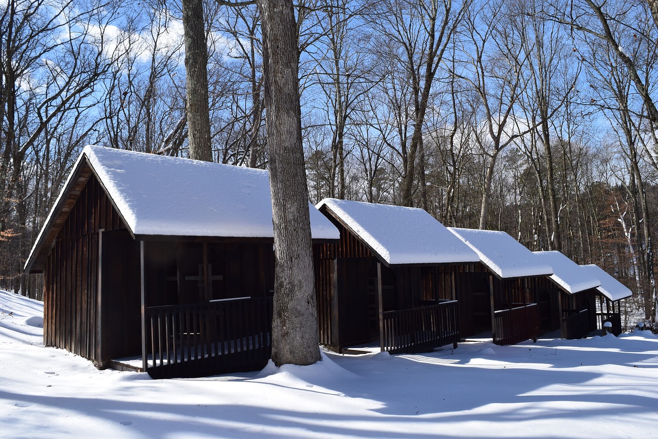 snow cabins rural free photo