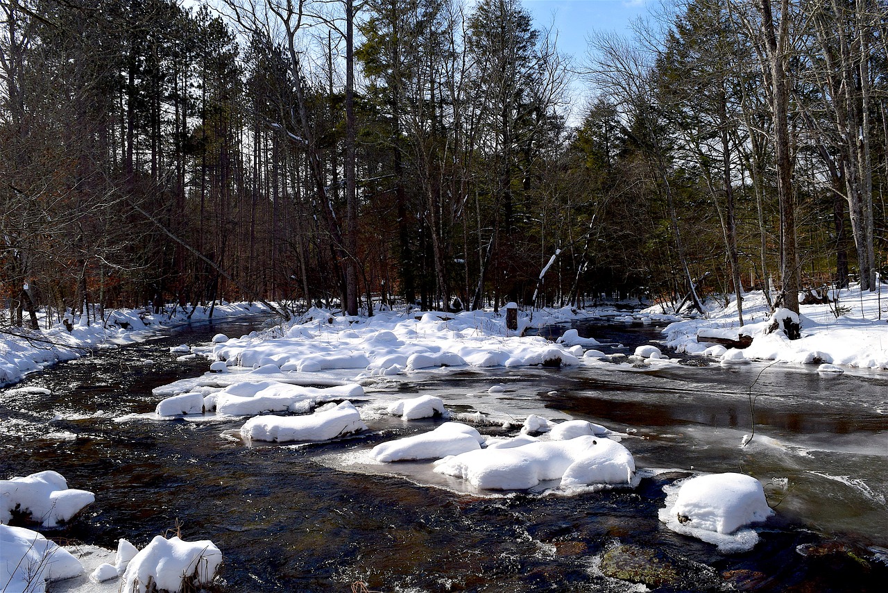 snow river winter free photo