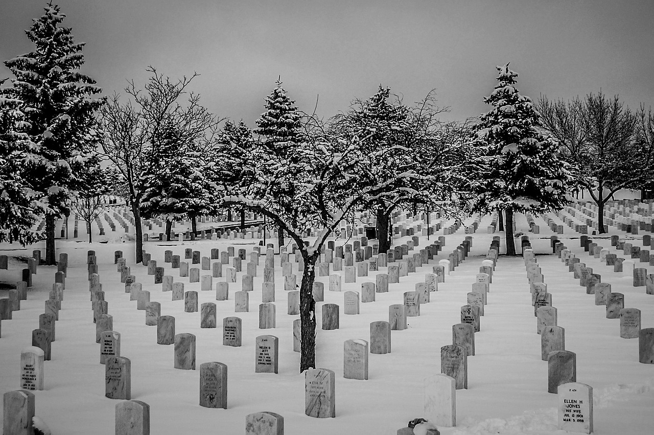 snow cemetery national gravesite free photo