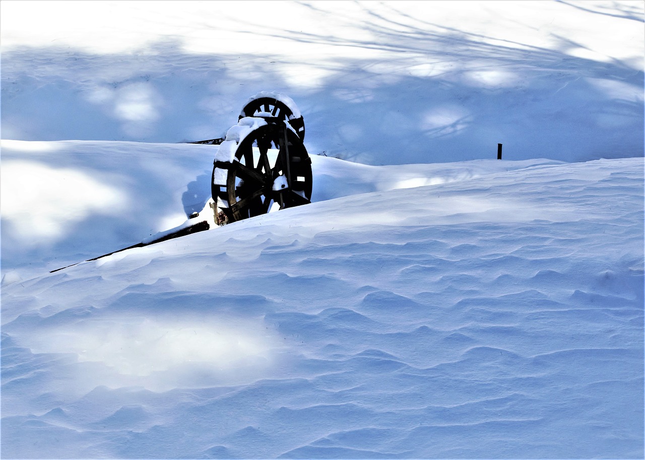snow water wheel winter free photo
