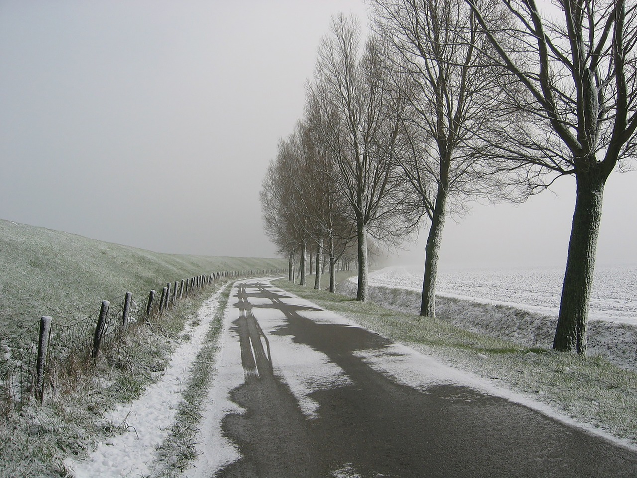 snow polder new road beijerland free photo