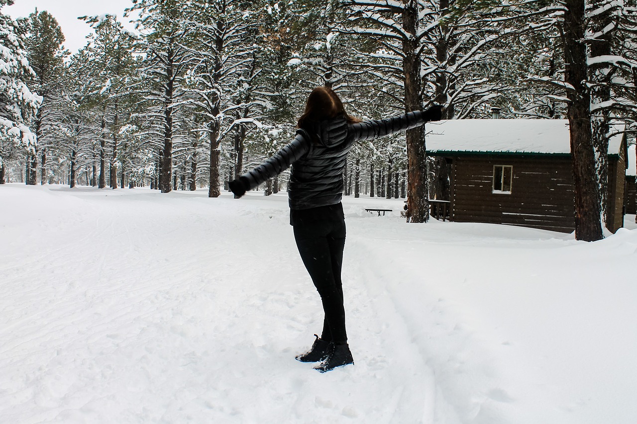 snow forest girl free photo
