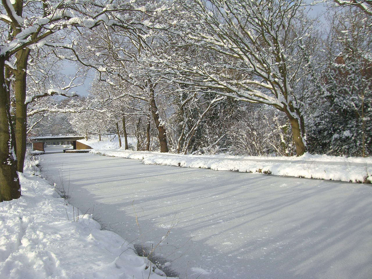 snow canal winter free photo