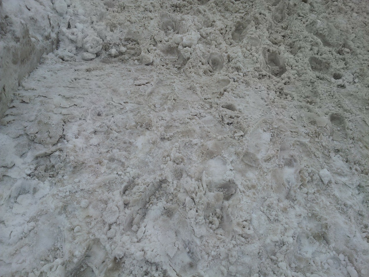 snow dirty footprints free photo