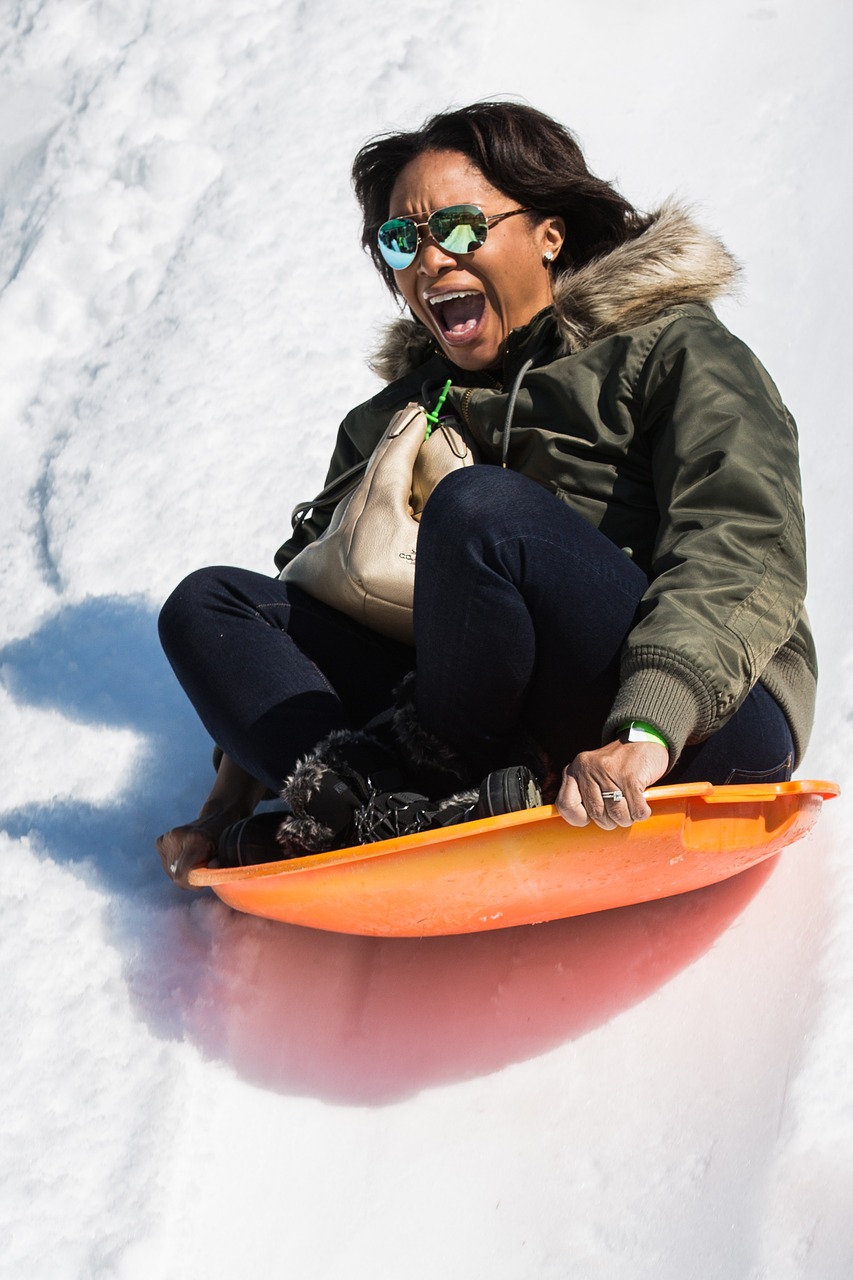 snow sled fun free photo