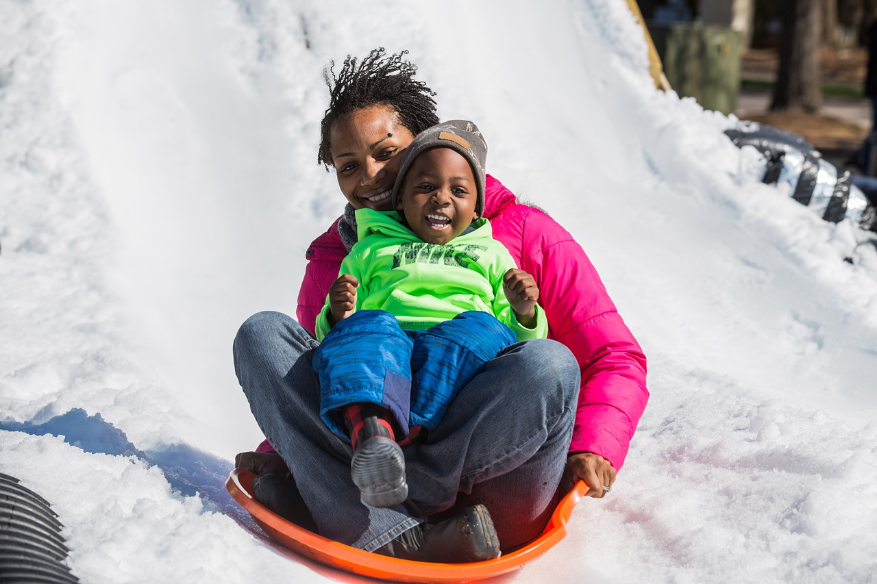 snow sled fun free photo