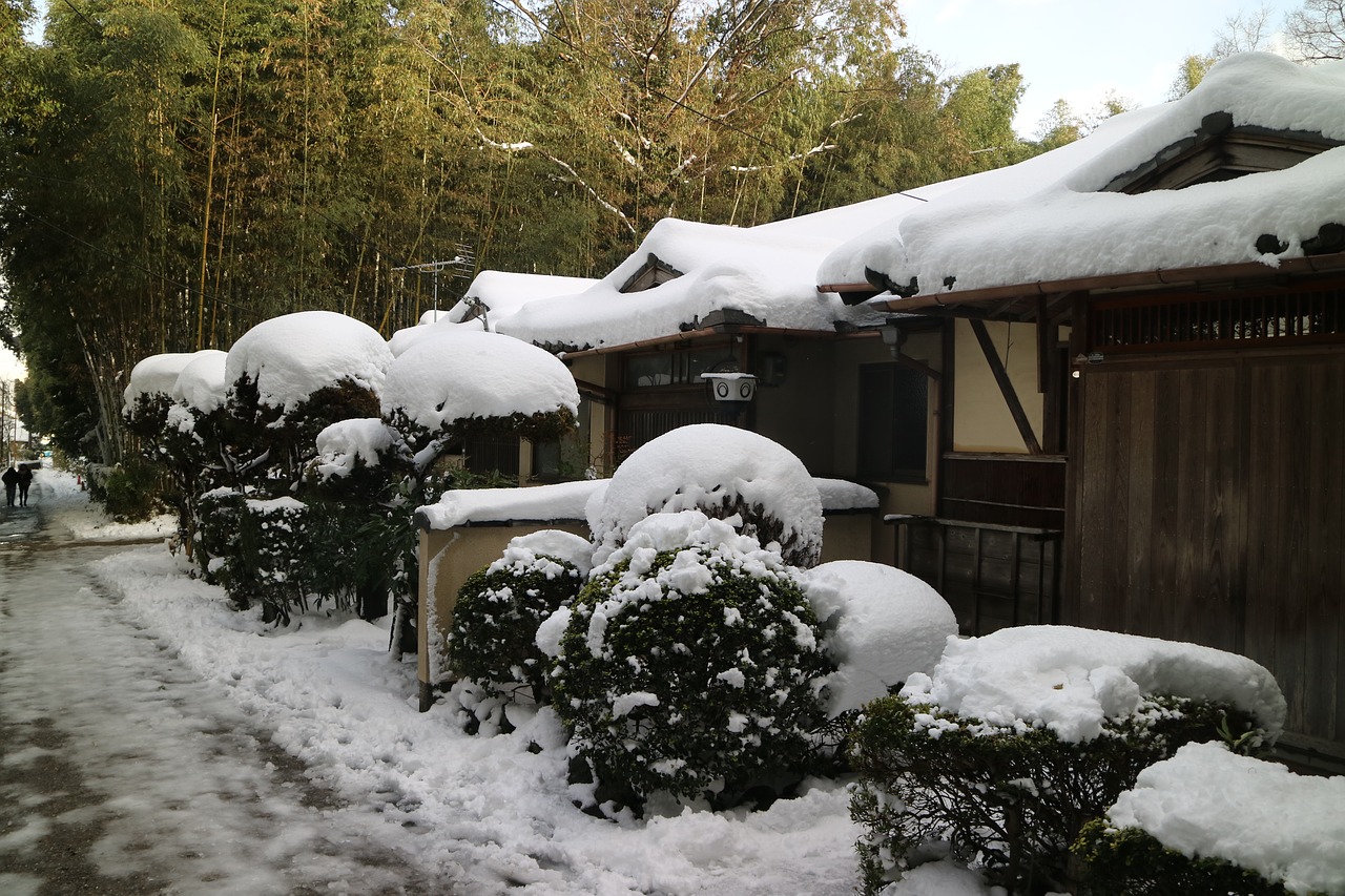 snow lanshan log cabin free photo