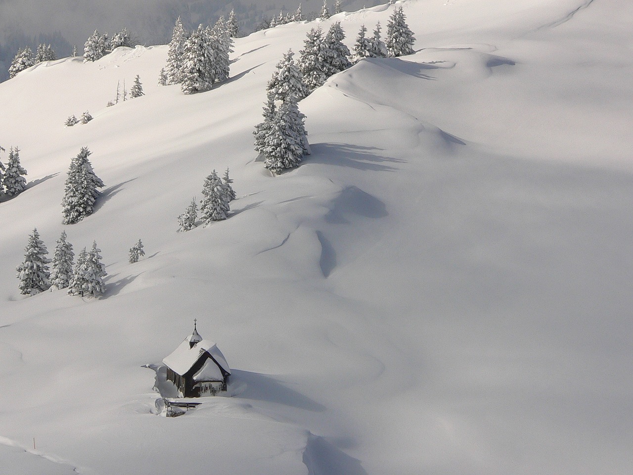 snow switzerland church free photo