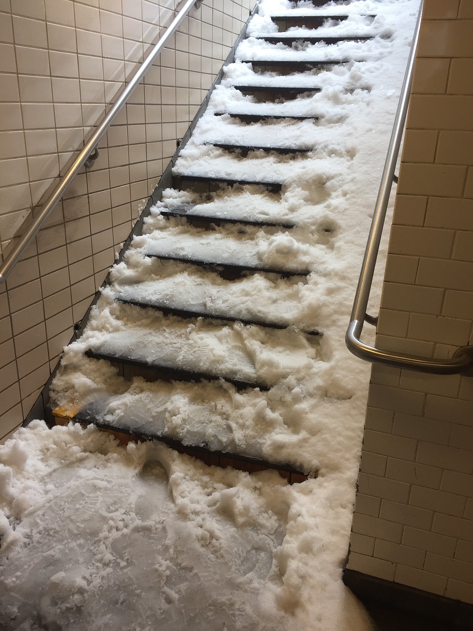 snow stairs subway free photo