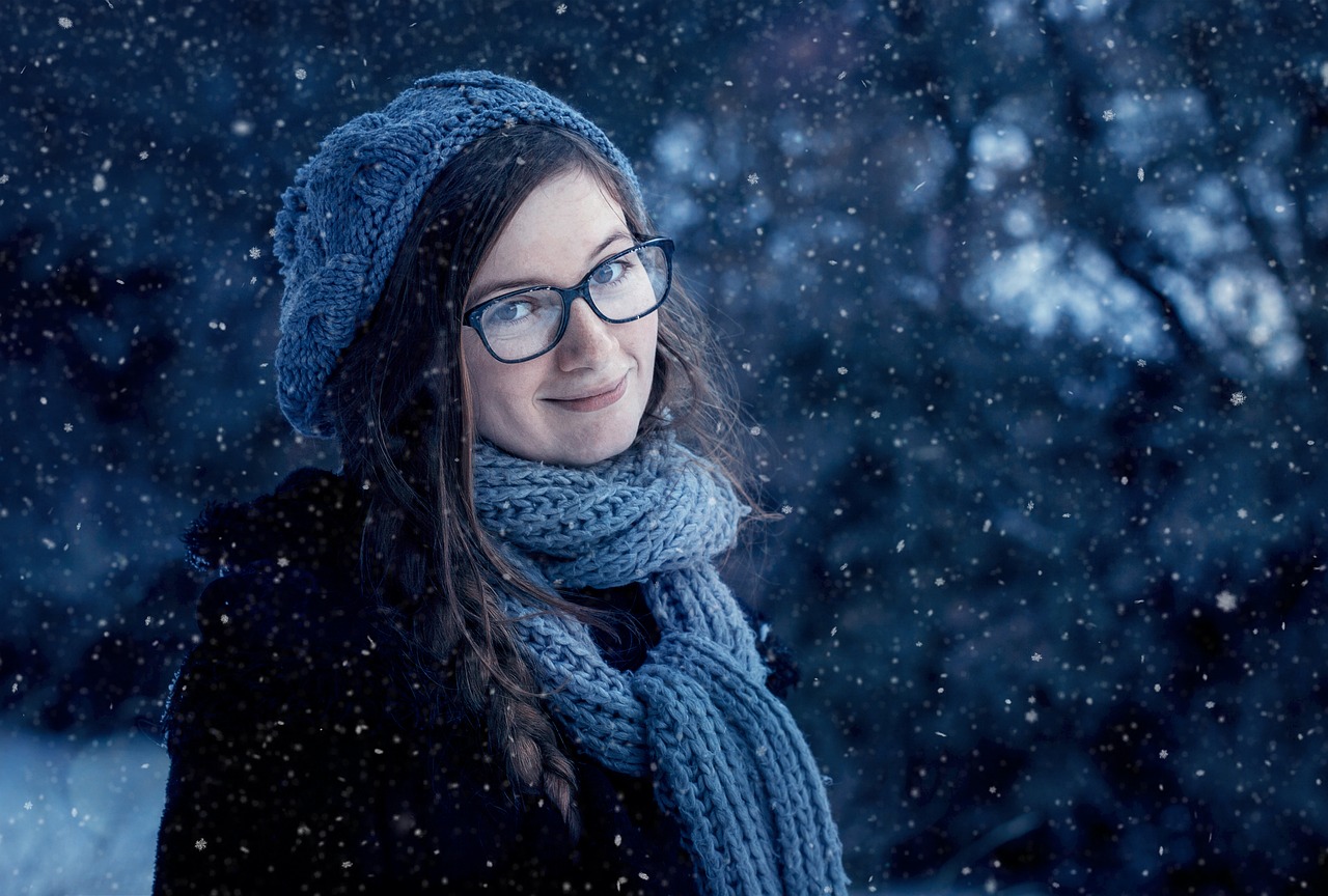 snow joy young woman free photo