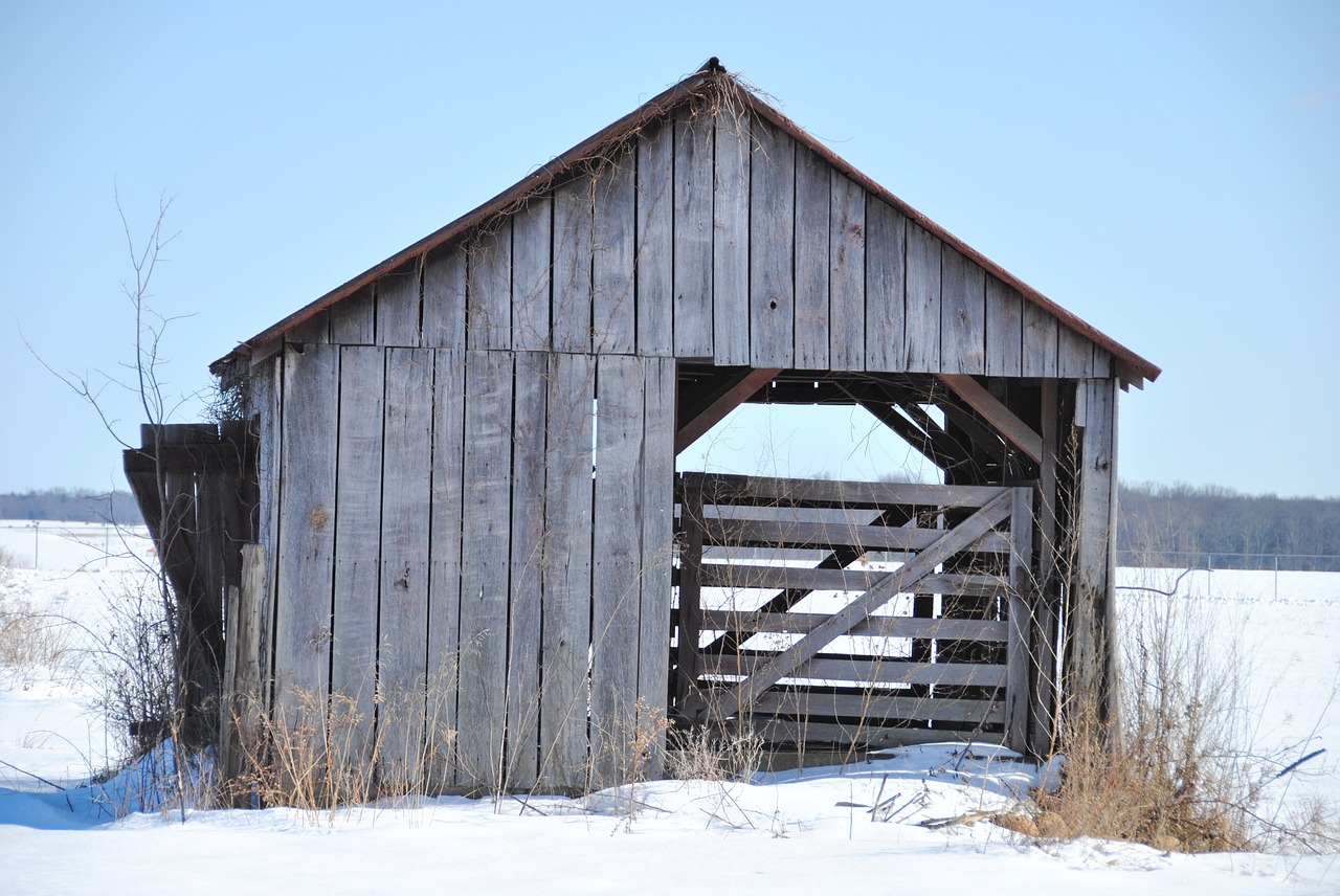 snow cold barn free photo