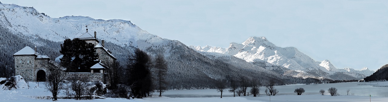 snow panorama panoramic image free photo