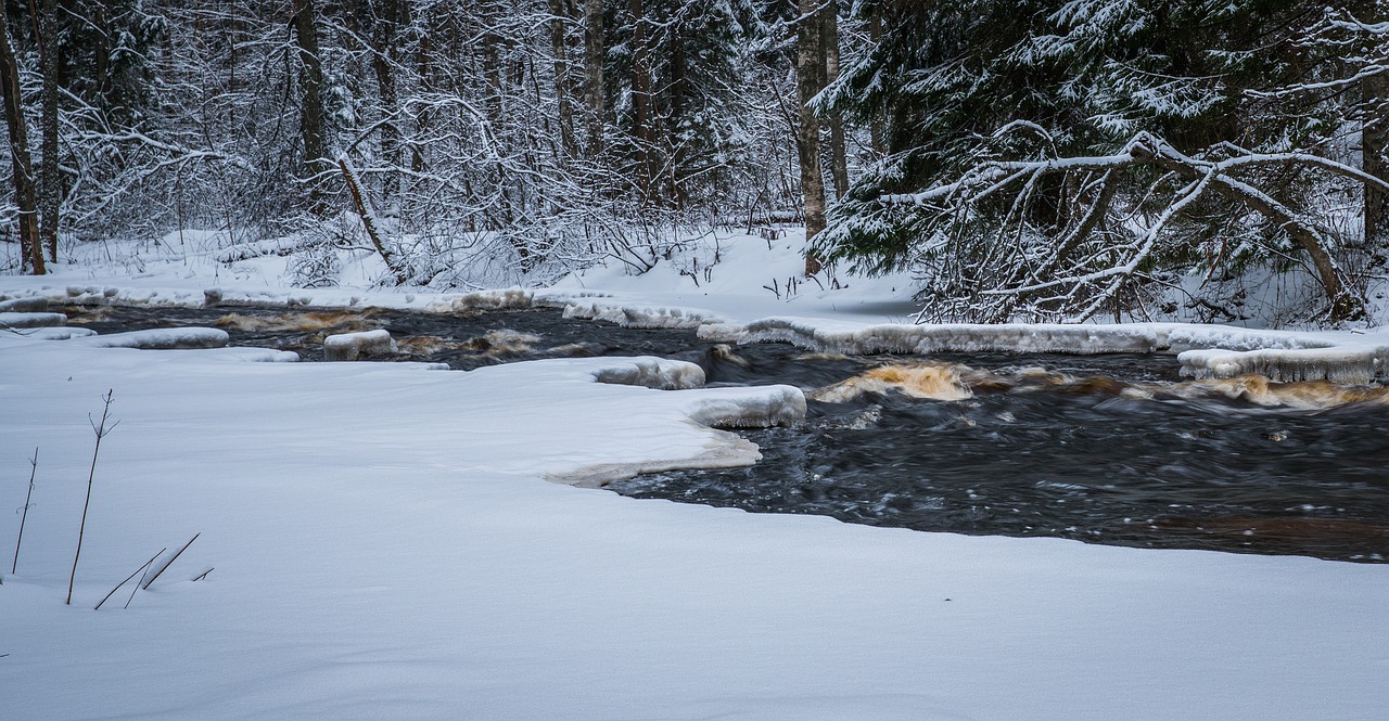 snow winter river free photo