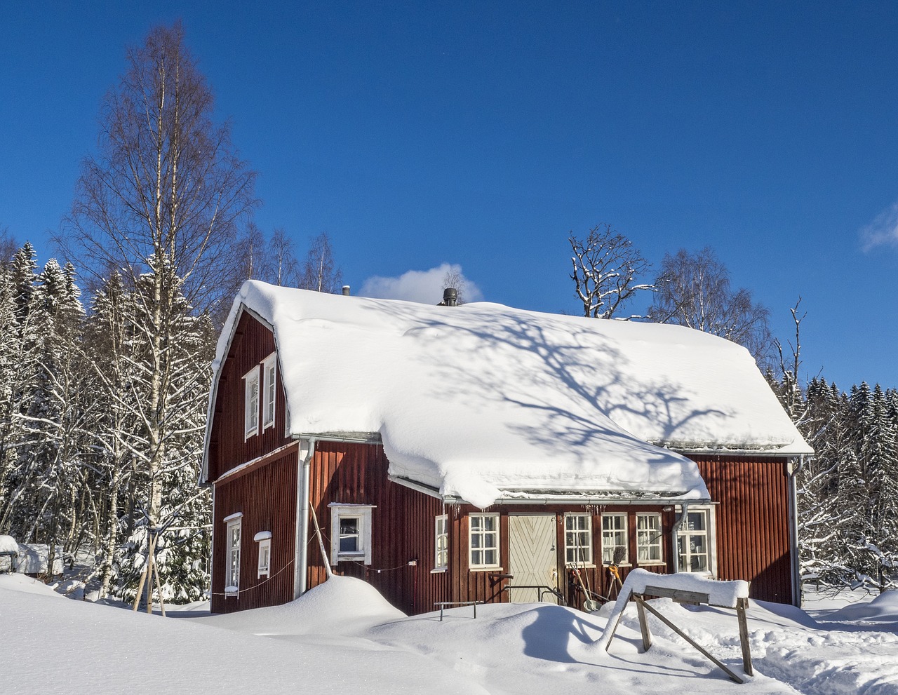 snow  winter  house free photo