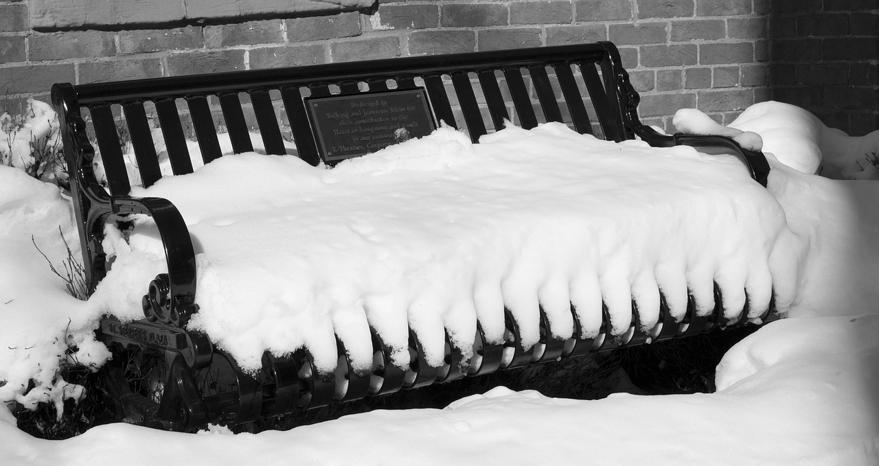 snow bench white free photo