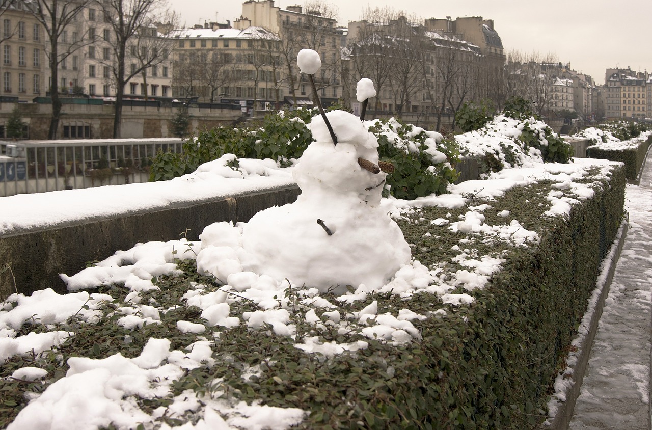 snow sculpture snow man free photo