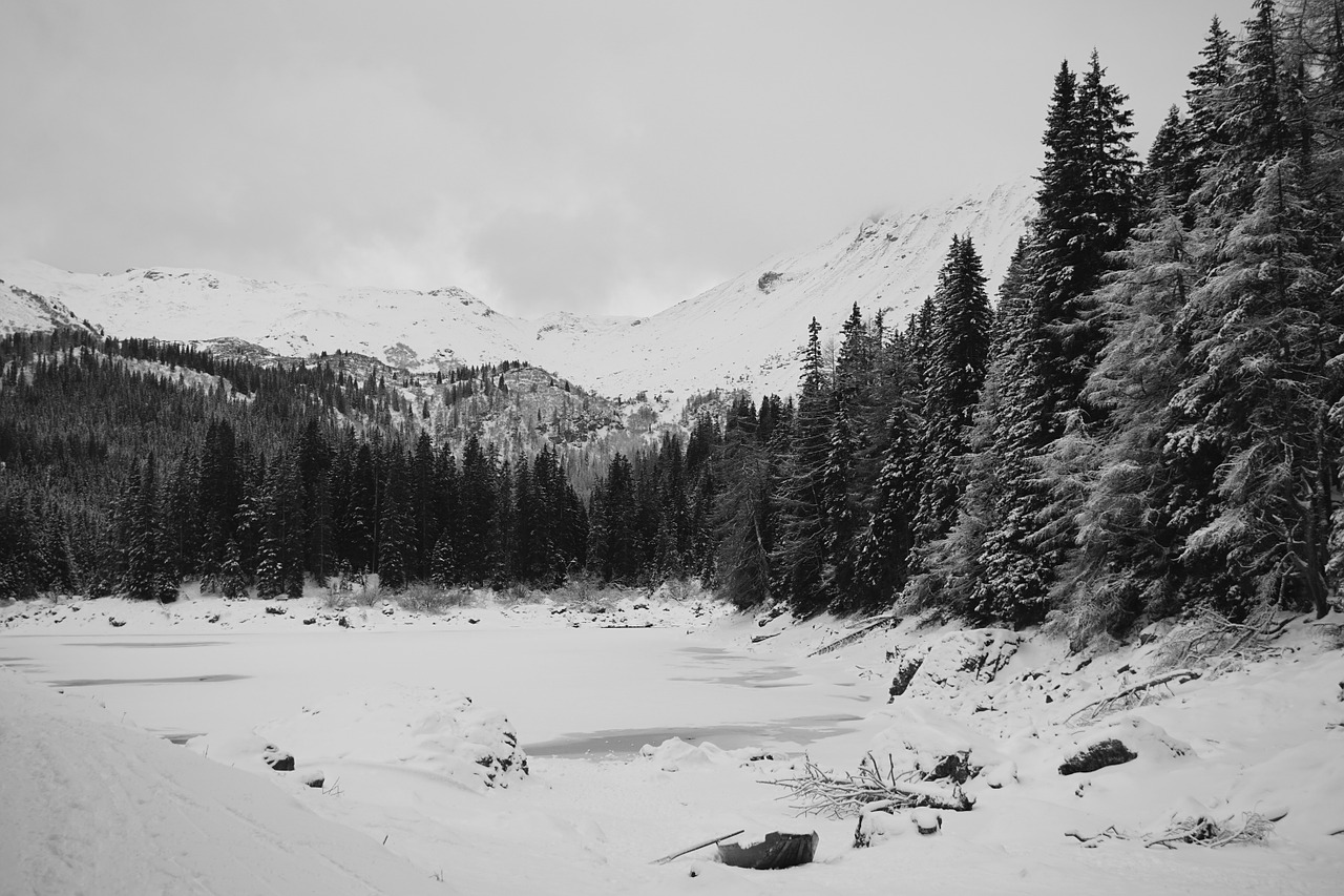 snow lake mountain free photo