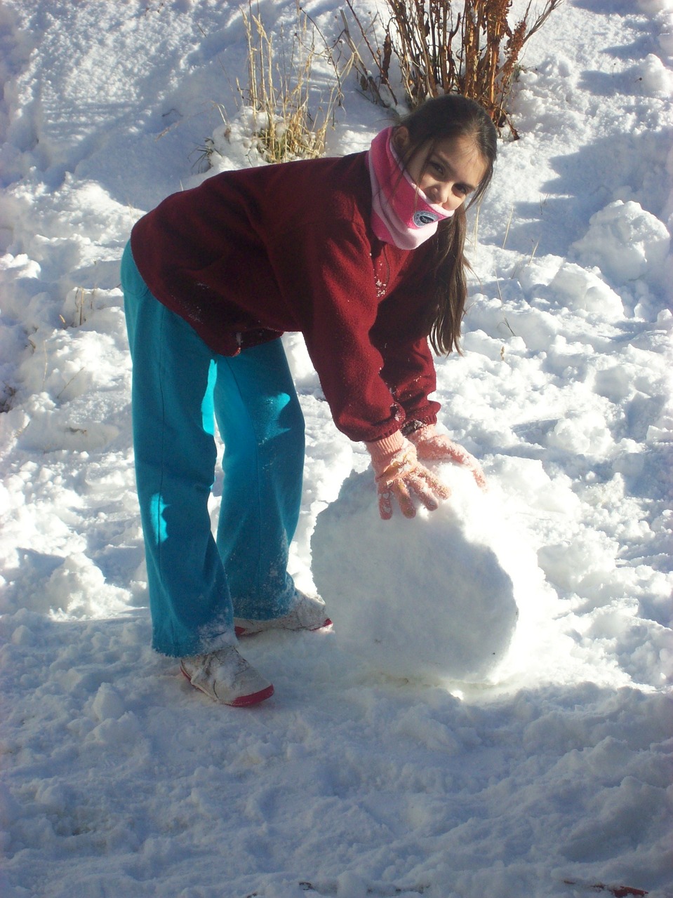 snow children snow ball free photo