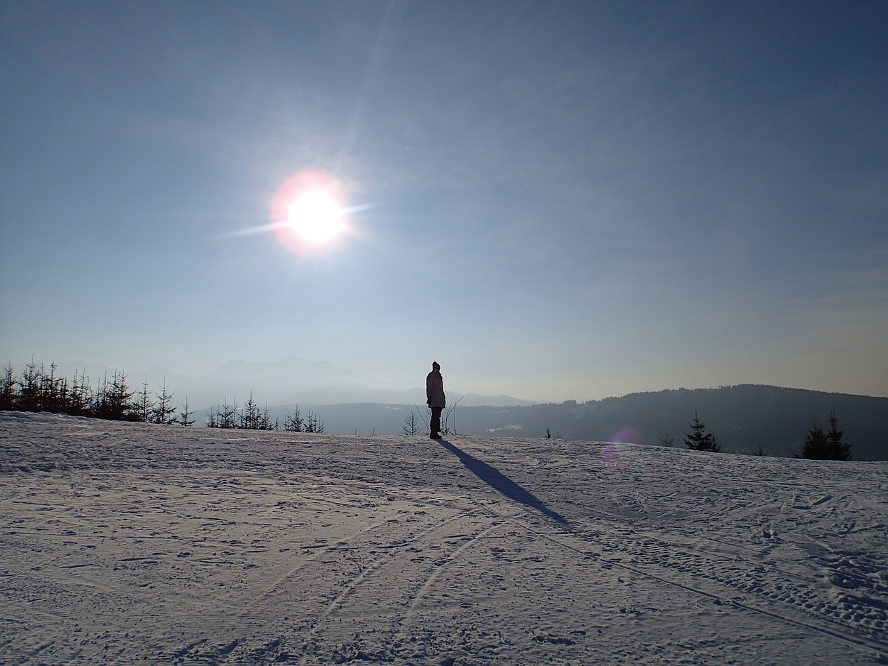 snow sun mountain free photo