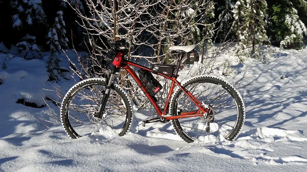 snow bike biking winter free photo