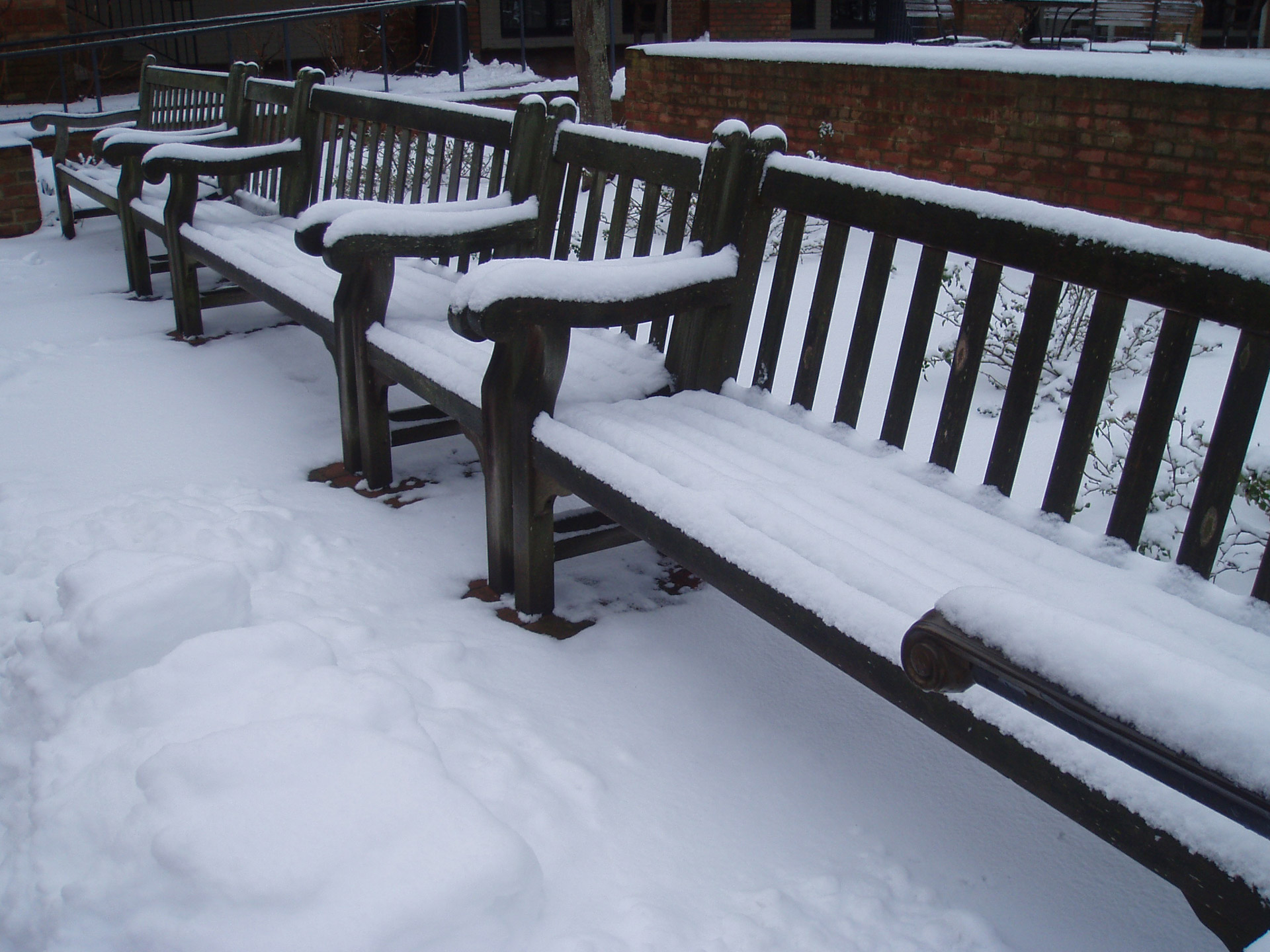 snow snowy bench free photo