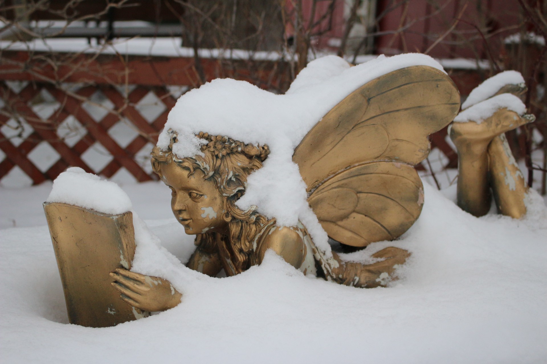 snow fairy statue free photo